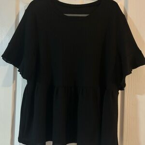 SHEIN Black Ruffle Hem Blouse